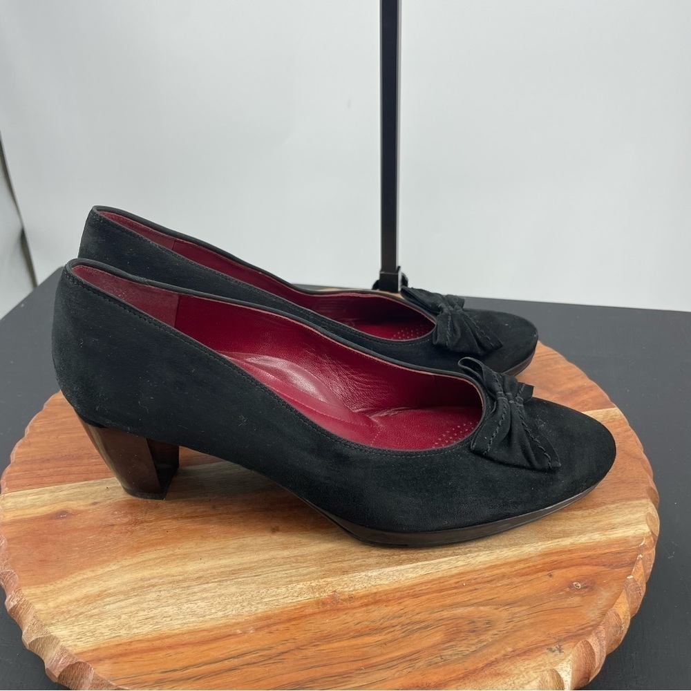 Ara Black Suede Pumps with Red Interior